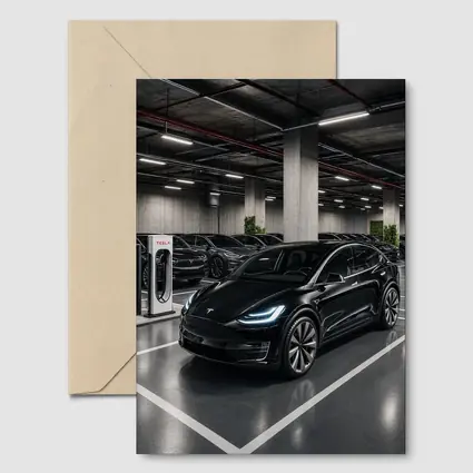 Tesla Model X Black Inside Parking Garage