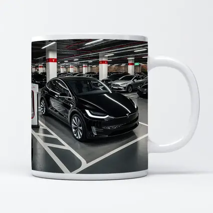 Tesla Model X Black Supercharger Parking Garage