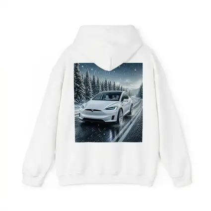 Tesla Model X Driving Snowy Winter Road
