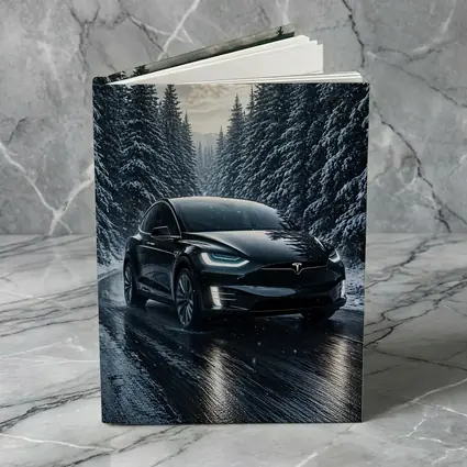 Tesla Model X Black Winter Snow Forest
