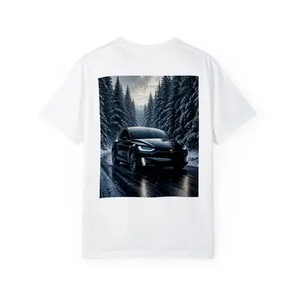 Tesla Model X Black Winter Snow Forest