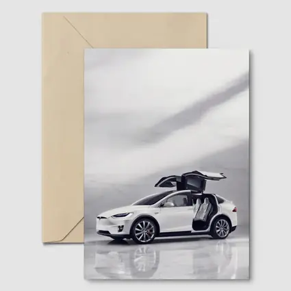 Tesla Model X White Falcon Wing Doors Open