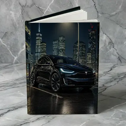 Tesla Model X Black City Night Street