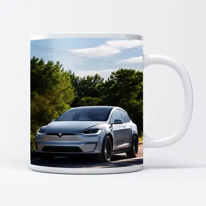 Tesla Model X Driving On Sunny Road