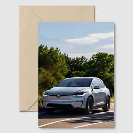 Tesla Model X Driving On Sunny Road
