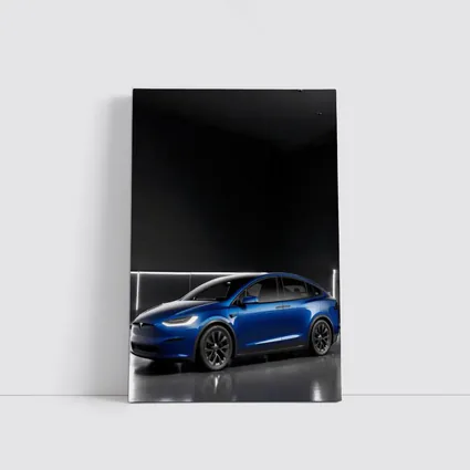 Tesla Model X Blue Dark Studio Background