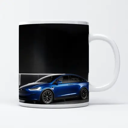 Tesla Model X Blue Dark Studio Background