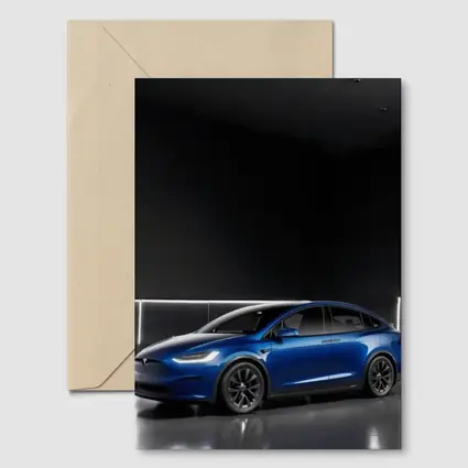 Tesla Model X Blue Dark Studio Background