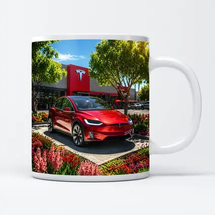 Tesla Model X Red Outside Tesla Store
