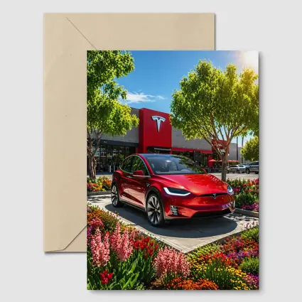 Tesla Model X Red Outside Tesla Store