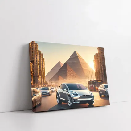 Tesla Model X Cairo Egypt Pyramids Sunset