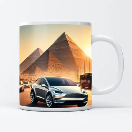 Tesla Model X Cairo Egypt Pyramids Sunset