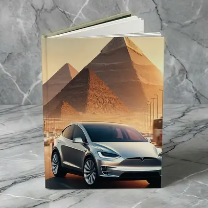 Tesla Model X Cairo Egypt Pyramids Sunset