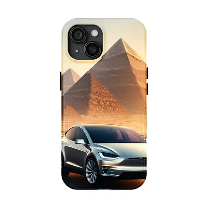 Tesla Model X Cairo Egypt Pyramids Sunset