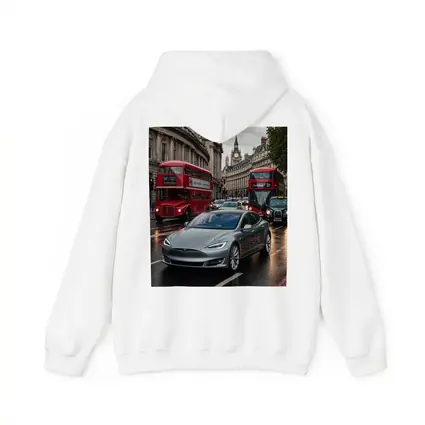 Tesla Model S London Streets Rainy Day