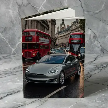 Tesla Model S London Streets Rainy Day