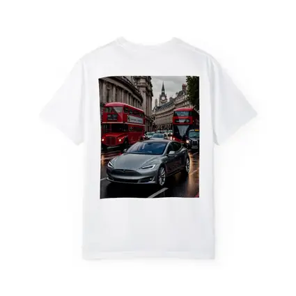 Tesla Model S London Streets Rainy Day