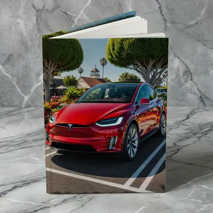 Tesla Model X Red SUV Sunny Parking Lot