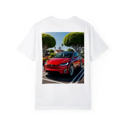 Tesla Model X Red SUV Sunny Parking Lot