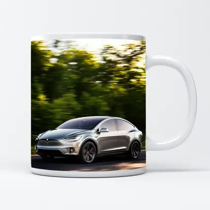Tesla Model X Speeding Through Green Forest