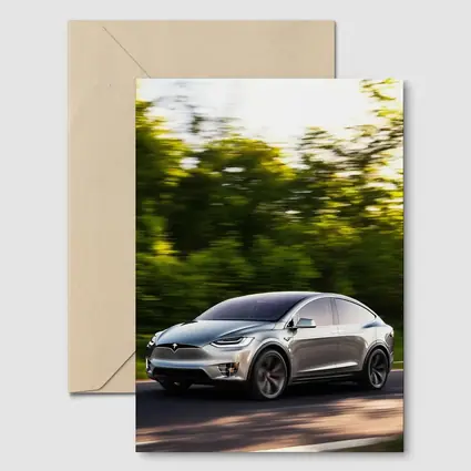 Tesla Model X Speeding Through Green Forest