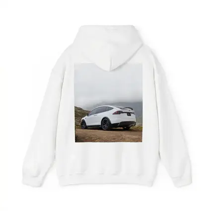 Tesla Model X White Misty Mountain Road