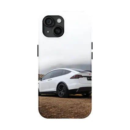 Tesla Model X White Misty Mountain Road