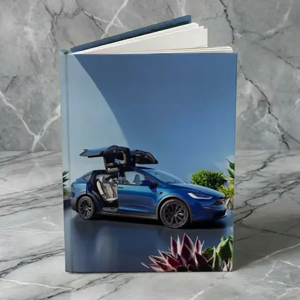 Tesla Model X Blue Falcon Wing Doors Open