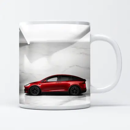 Tesla Model X Red On Marble Floor