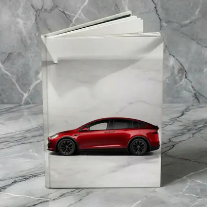 Tesla Model X Red On Marble Floor