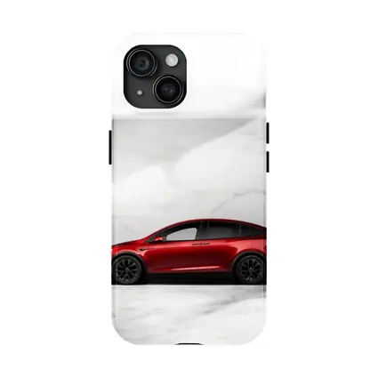 Tesla Model X Red On Marble Floor
