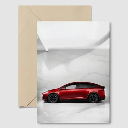 Tesla Model X Red On Marble Floor