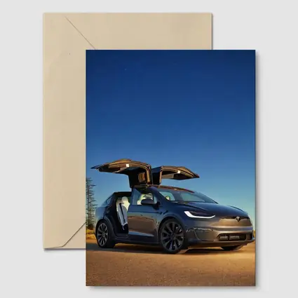 Tesla Model X Falcon Wings Night Sky