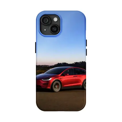 Tesla Model X Red Dusk Road Drive