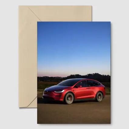 Tesla Model X Red Dusk Road Drive