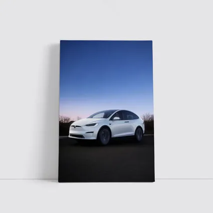 Tesla Model X White Under Night Sky