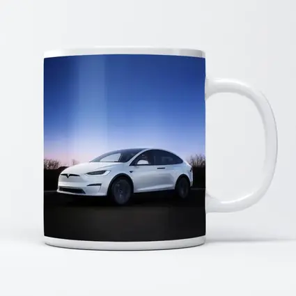 Tesla Model X White Under Night Sky