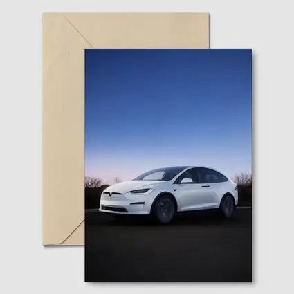 Tesla Model X White Under Night Sky