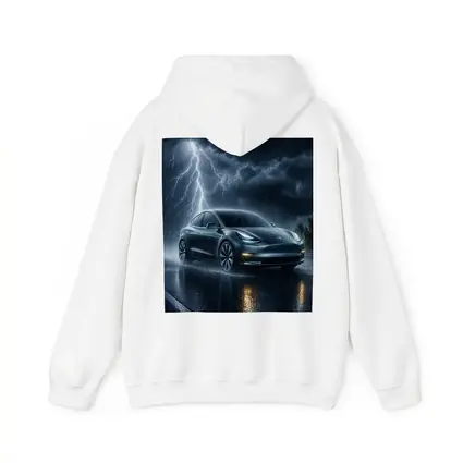 Tesla Model Y Driving Through Lightning Storm