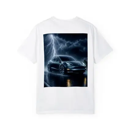Tesla Model Y Driving Through Lightning Storm
