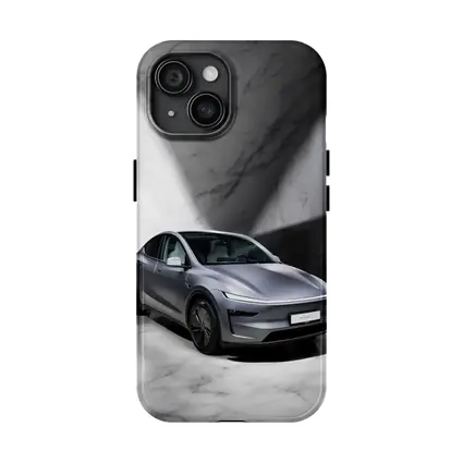 Tesla Model Y Silver Marble Studio Setting