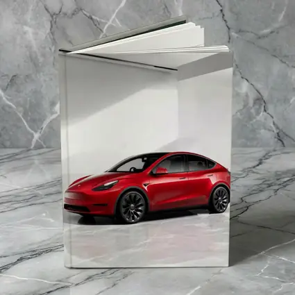 Tesla Model Y Red Car White Studio