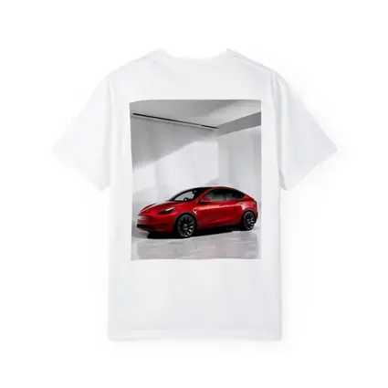 Tesla Model Y Red Car White Studio