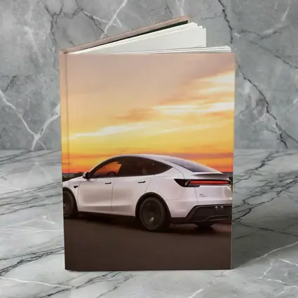 Tesla Model Y White Car Sunset Sky