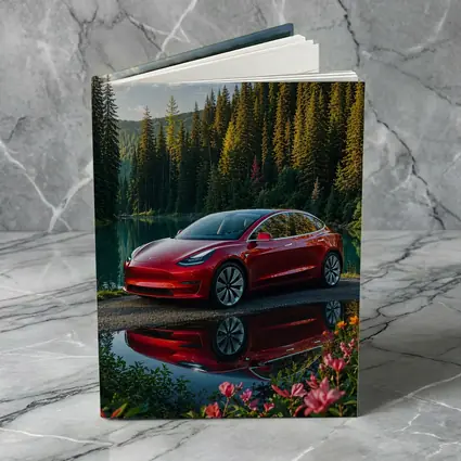 Red Tesla Model 3 by Forest Lake