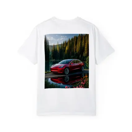 Red Tesla Model 3 by Forest Lake