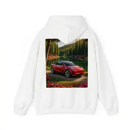 Red Tesla Model Y By Forest Lake