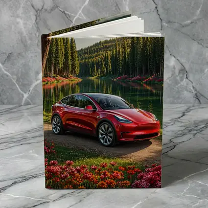 Red Tesla Model Y By Forest Lake