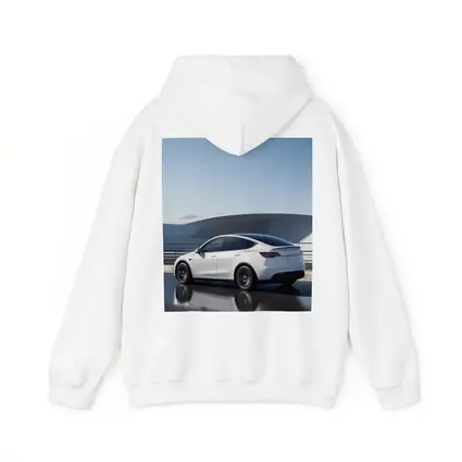 Tesla Model Y White on Modern Bridge