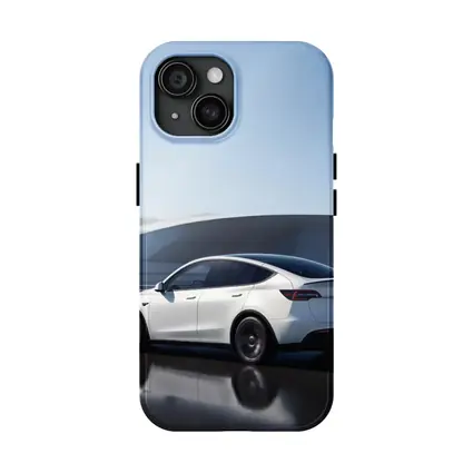 Tesla Model Y White on Modern Bridge